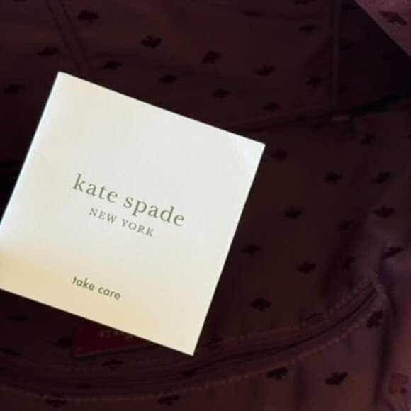 Rare Hayden Kate Spade New York pink and burgundy polka dot tote bag - Picture 6 of 8